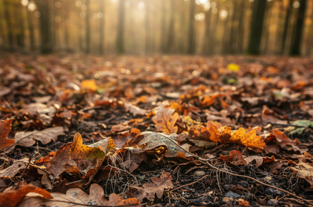 Hojas muertas y fertilidad del suelo | Tradición gallega y agricultura regenerativa| 1 Fraga gallega con suelo cubierto de hojas y bosque autóctono atlántico